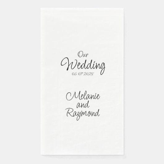 Onze bruiloft Handgeschreven Casual Script Servet (Voorkant)