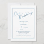 Onze bruiloft is blauw, moderne legante bruiloft kaart (Voorkant)