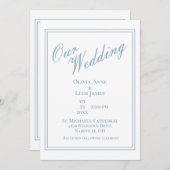 Onze bruiloft is blauw, moderne legante bruiloft kaart (Voorkant / Achterkant)