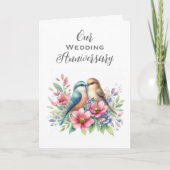 Onze bruiloft Jubileum Tortelduifjes Bedankkaart (Voorkant)