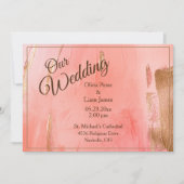 Onze bruiloft met goudroze Waterverf Kaart (Voorkant)