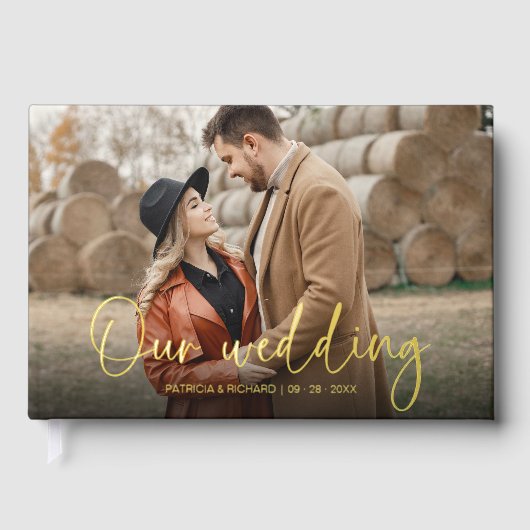 Onze bruiloft moderne kalligrafie bruiloft gastenboek (Voorkant)