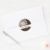 Onze Bruiloft Monogram Stickers(8)Modern Flower Ronde Sticker (Envelop)