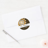 Onze Bruiloft Monogram Stickers(9)Modern Flower Ronde Sticker (Envelop)