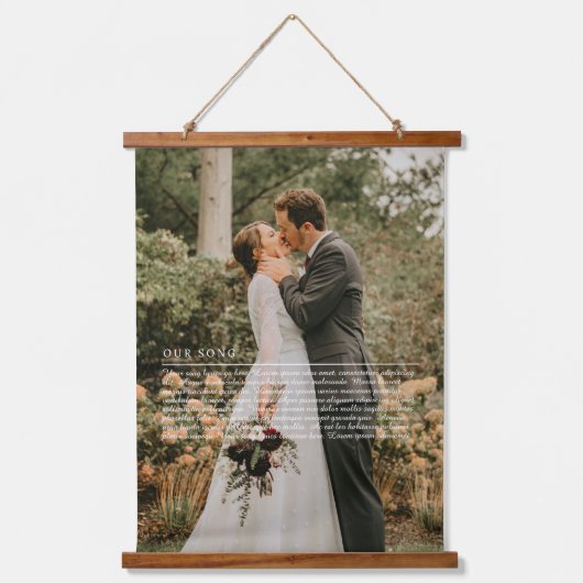 Onze bruiloft songteksten hangend wandkleed (Voorkant)
