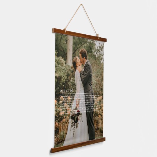 Onze bruiloft songteksten hangend wandkleed (Gebogen)