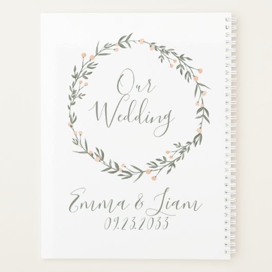 Onze bruiloft Waterverf Greenery Names Wedding Planner (Achterkant)