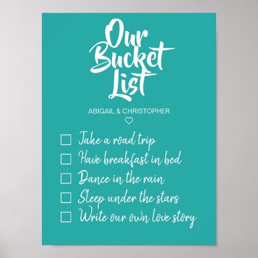 Onze Bucket-lijst Gepersonaliseerd checklist voor Poster (Voorkant)