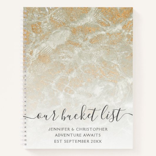Onze Bucket List Sand Marble Gold Glitter Notitieboek (Voorkant)