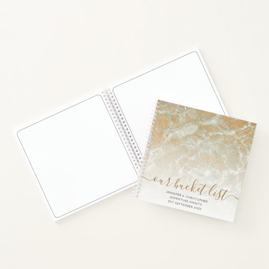 Onze Bucket List Sand Marble Gold Glitter Notitieboek (Binnen)