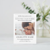 Onze bundel van vreugde is hier, Geboorteaankondig Briefkaart (Staand voorkant)