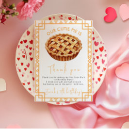 Onze Cutie Pie 1e verjaardagsfeestje Bedankkaart