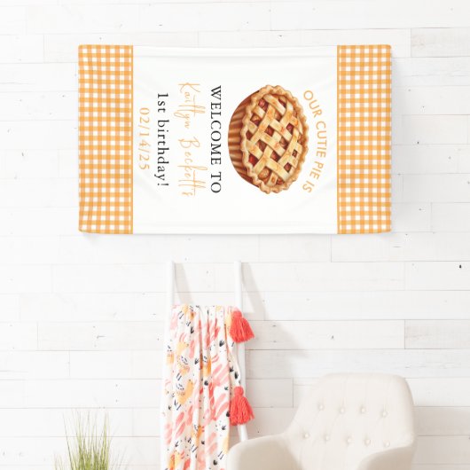 Onze Cutie Pie 1e verjaardagsfeestje Spandoek (Insitu)