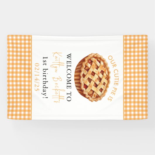 Onze Cutie Pie 1e verjaardagsfeestje Spandoek (Horizontaal)