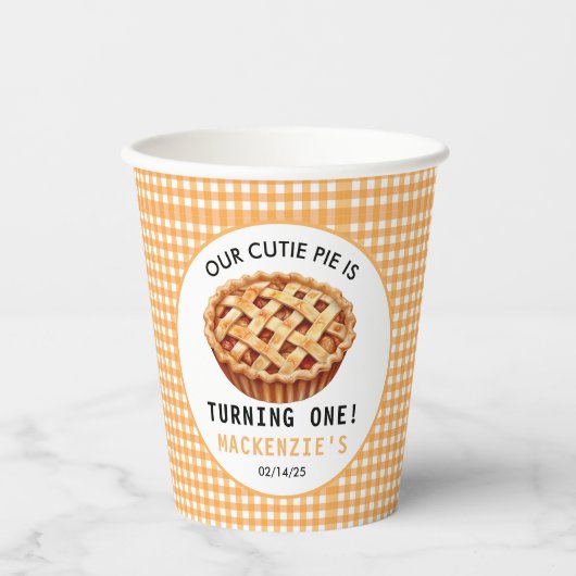 Onze Cutie Pie's 1e verjaardag Papieren Bekers (Voorkant)