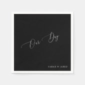 Onze Dag Custom B/W bruiloft Cocktail Servet (Voorkant)