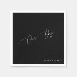 Onze Dag Custom B/W bruiloft Cocktail Servet