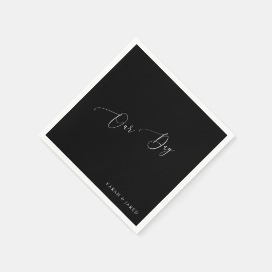 Onze Dag Custom B/W bruiloft Cocktail Servet (Hoek)