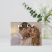 Onze Dag Foto Bruiloft Save the Date Briefkaart (Staand voorkant)