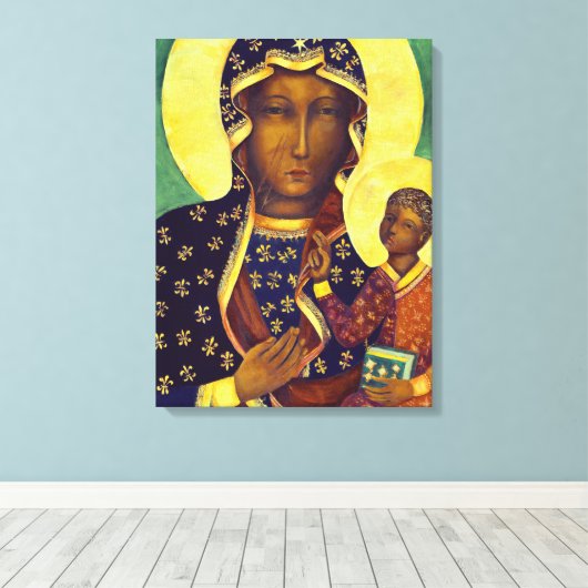 Onze dame Czestochowa Black Madonna Poland Icon Canvas Afdruk (Insitu (Houten vloer))