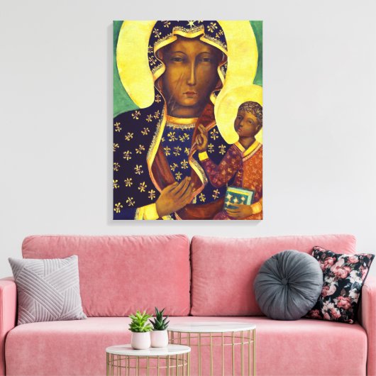 Onze dame Czestochowa Black Madonna Poland Icon Canvas Afdruk (Insitu (Woonkamer))