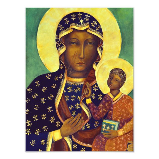 Onze dame Czestochowa Black Madonna Poland Icon Foto Afdruk (Voorkant)