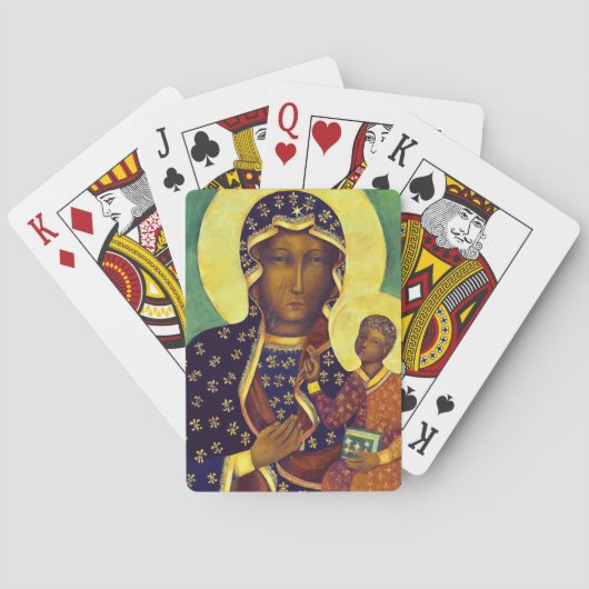 Onze dame Czestochowa Black Madonna Poland Icon Pokerkaarten (Achterkant)