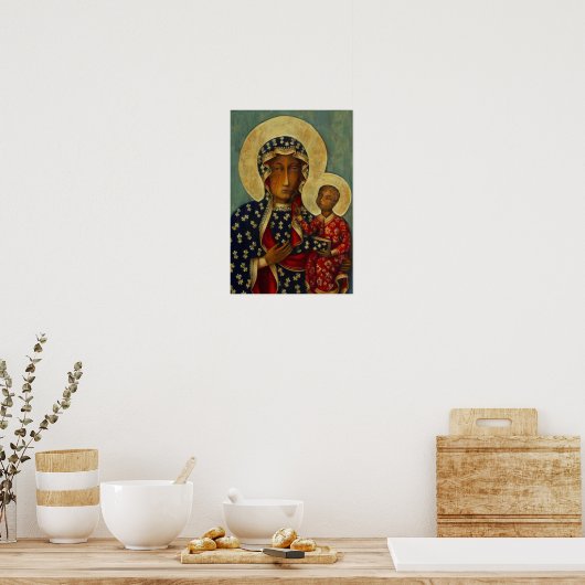 Onze dame Mary Black Madonna van Czestochowa Poster (Keuken)