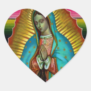 Onze dame Mary van Guadalupe Zarape-stickers Hart Sticker