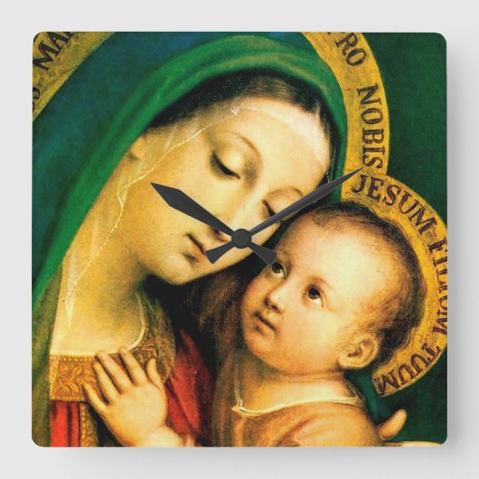 Onze dame of Good Counsel Square Wall Clock Vierkante Klok (Voorkant)