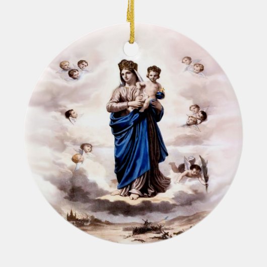 Onze Dame of Prompt Succor BW Keramisch Ornament (Achterkant)