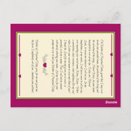 Onze Dame Perpetual Help Prayer Card Briefkaart (Achterkant)
