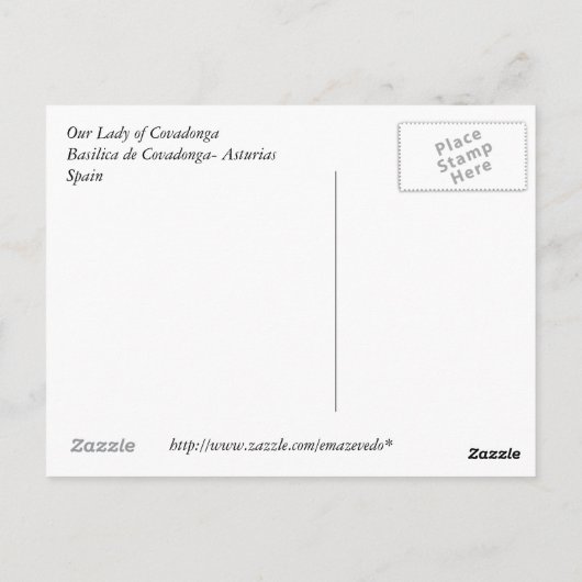 Onze dame van Covadonga Briefkaart (Achterkant)