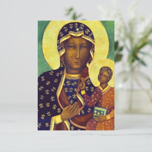Onze dame van Czestochowa Black Madonna Bedankkaart (Staand voorkant)