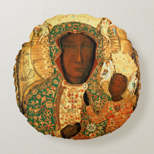 Onze dame van Czestochowa Black Madonna Poland gif Rond Kussen
