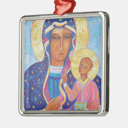 Onze dame van Czestochowa Black Madonna Poland Met Metalen Ornament (Links)