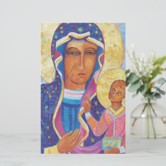 Onze dame van Czestochowa Black Madonna schilderde Briefpapier (Staand voorkant)