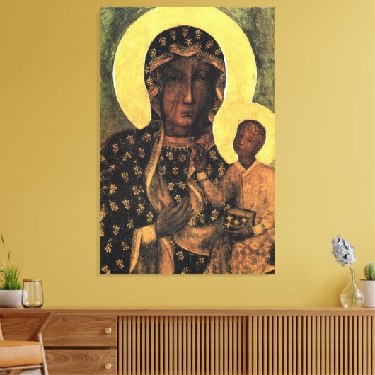 Onze dame van Czestochowa Maagd Mary Poland Madonn Canvas Afdruk (Insitu (Woonkamer))