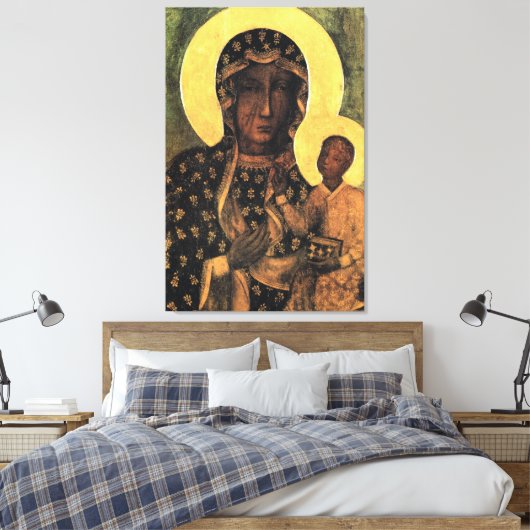 Onze dame van Czestochowa Maagd Mary Poland Madonn Canvas Afdruk (Insitu (Slaapkamer))
