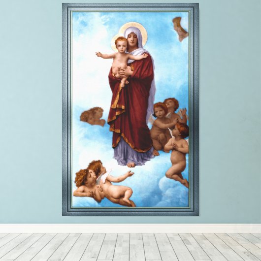 Onze dame van de Angels door William Bouguereau Canvas Afdruk (Insitu (Houten vloer))