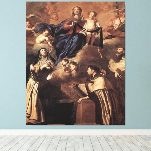 Onze dame van de berg Carmel 1641 Canvas Afdruk (Insitu (Houten vloer))