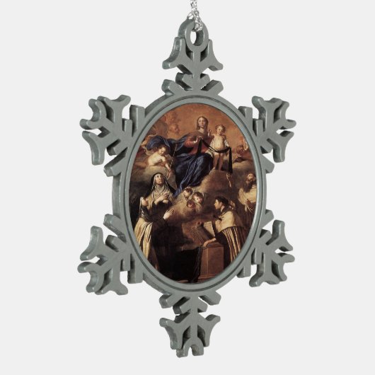 Onze dame van de berg Carmel 1641 Tin Sneeuwvlok Ornament (Links)