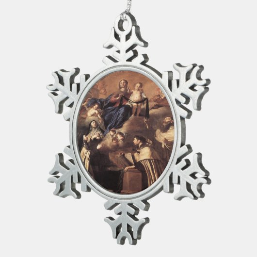 Onze dame van de berg Carmel 1641 Tin Sneeuwvlok Ornament (Rechts)