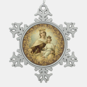 Onze dame van de berg Carmel Baby Jesus Scapular Tin Sneeuwvlok Ornament