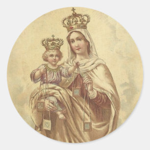 Onze dame van de berg Carmel met de Baby Jezus Ronde Sticker
