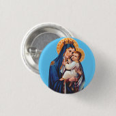 Onze dame van de berg Carmel Ronde Button 3,2 Cm (Voorkant /achterkant)