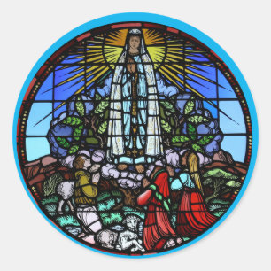 Onze dame van de Guadalupe-Glas in lood Envelope Ronde Sticker
