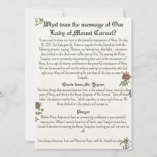 Onze dame van de Mount Carmel Prayer-kaart Kaart