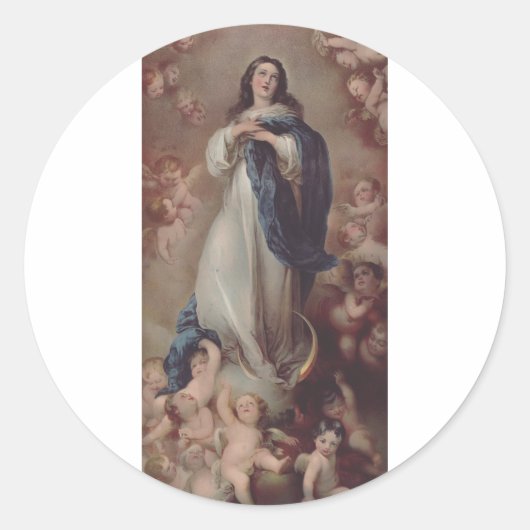 Onze dame van de onbevredigde conceptie ronde sticker (Voorkant)