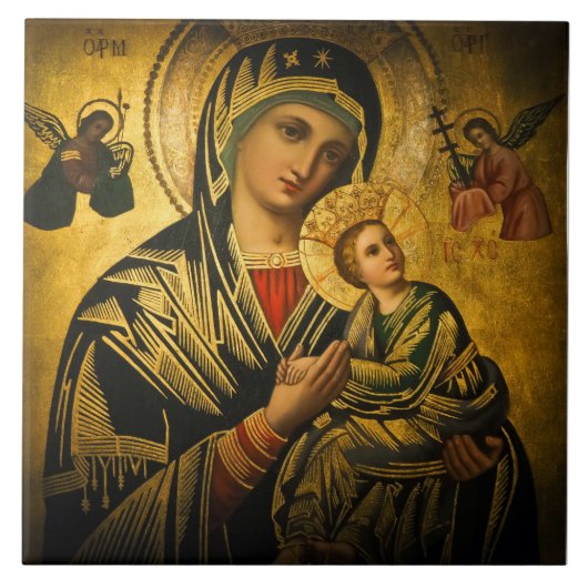 Onze Dame van de Perpetual Help-keramische tegel Tegeltje (Voorkant)
